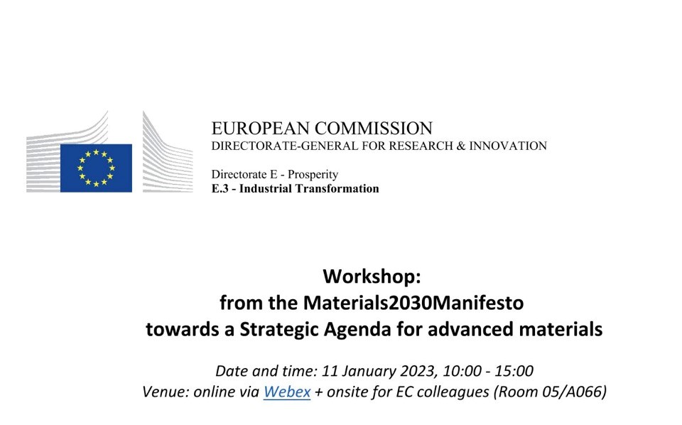 Workshop: from Materials2030 Manifesto towards a Strategic Agenda for Advanced Materials