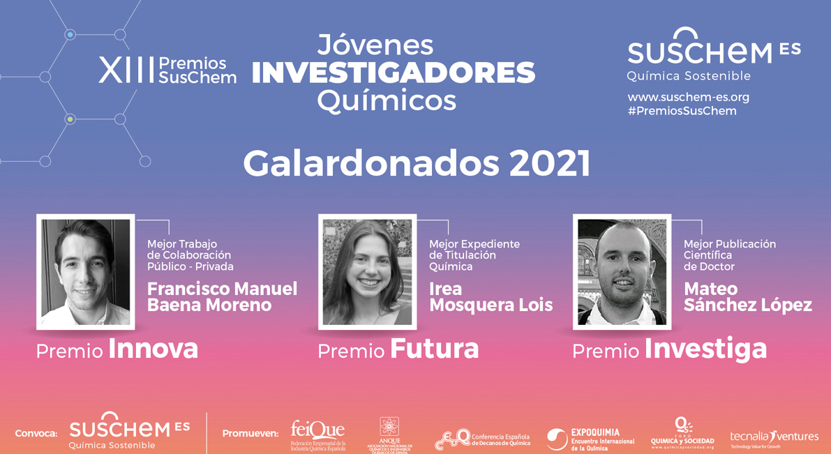 SusChem-España reconoce la labor de tres nuevos jóvenes en la XIII Edición de sus Premios SusChem - Jóvenes Investigadores Químicos