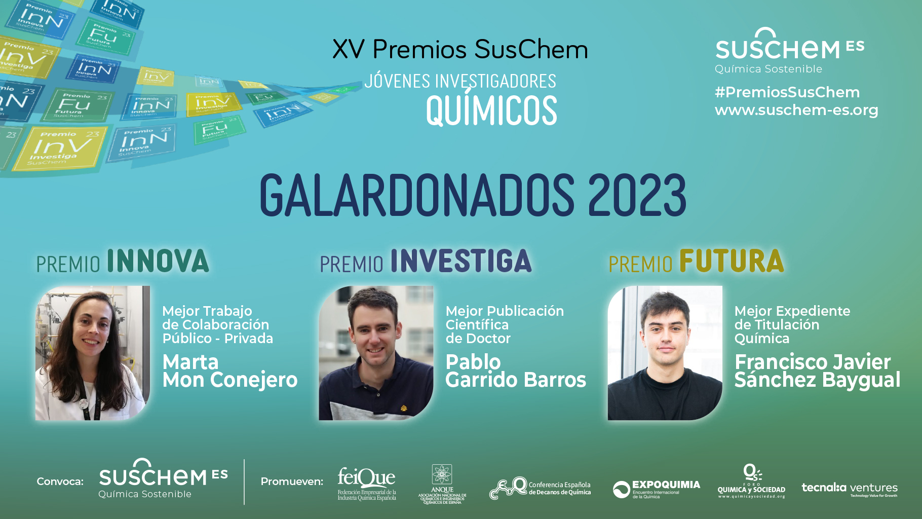 Tres nuevos talentos emergentes en investigación química, galardonados con los Premios SusChem-España 2023