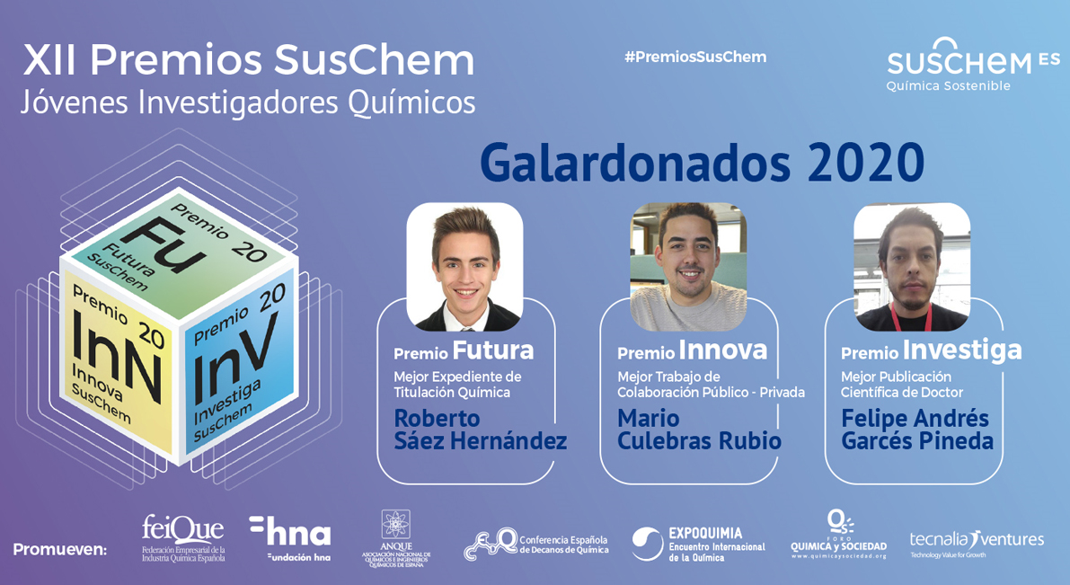 SusChem-España falla la XII Edición de sus Premios SusChem-Jóvenes Investigadores Químicos